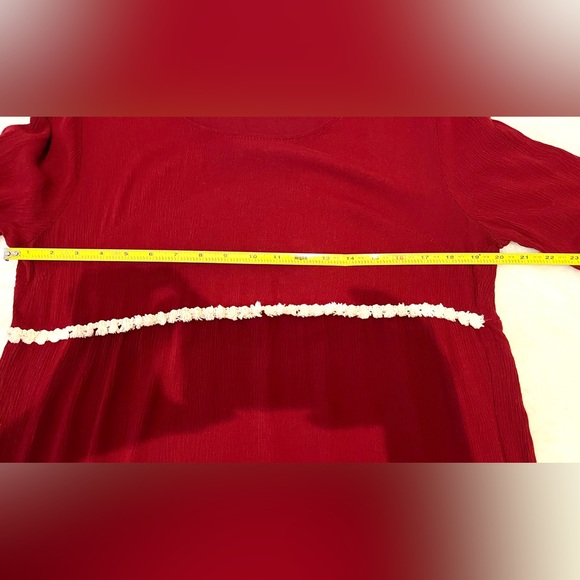 Umgee USA Bell Sleeve Dress Gauze Cotton Christmas Red White A Line Size XL - Picture 8 of 11